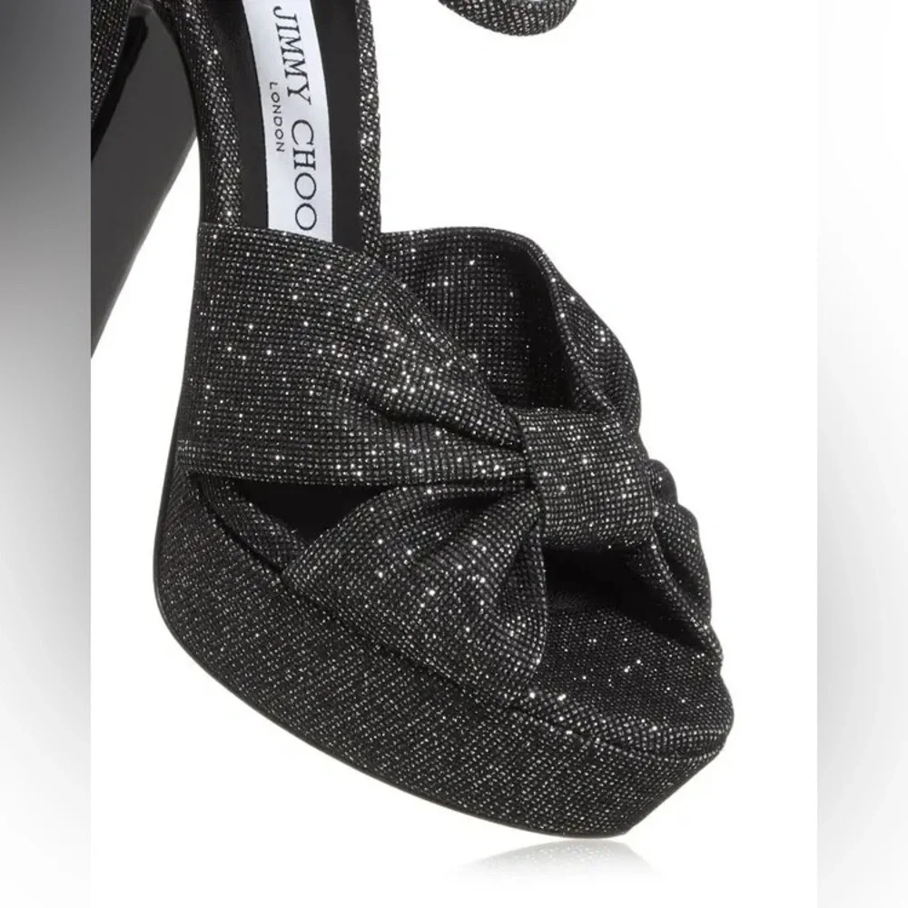 JIMMY CHOO Heloise Glitter Knot Platform Heels